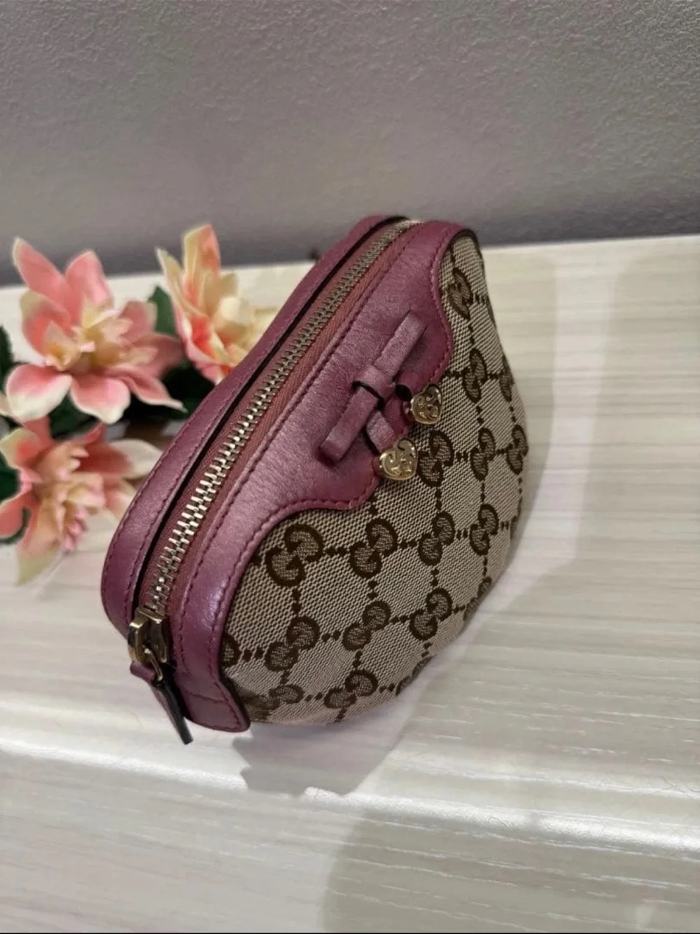 Gucci Pink GG Canvas Cosmetic Pouch